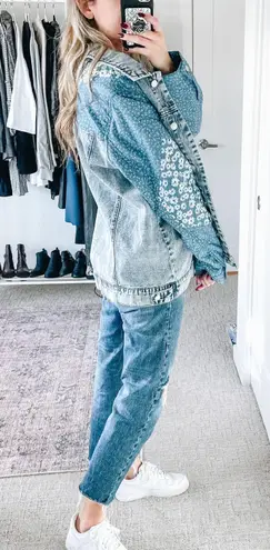 Avec Les Filles Blue Ditsy Floral Denim Jacket