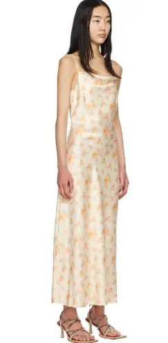 Holzweiler Eila Satin Floral Maxi Slip Dress Yellow Womens Size Medium