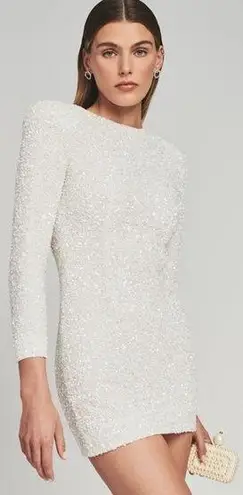 Retrofête Nikki Sequin Dress in White Size Small