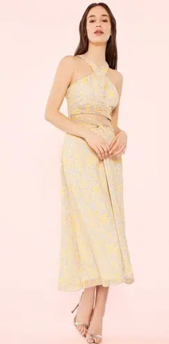 Likely Lucy Dress Size 8 NEW Green Tea Multi Lined Cut Out Hem Slit Georgette