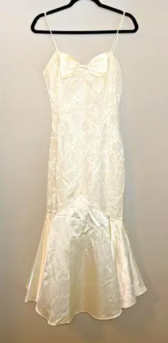 VTG Glenrob Sz 11/12 Medium? Dress ILGWU 80s Prom Party Yellow Mermaid Tail USA