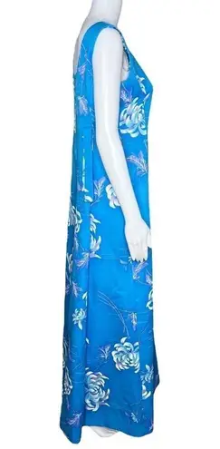 Liberty House Dress Womens 8 Blue Hawaiian Maxi Tropical Island Vacation Vintage
