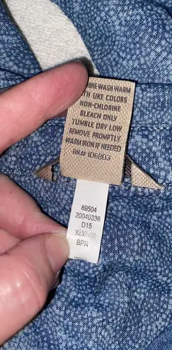 Duluth Trading blouse pullover 1/4 button down long sleeve swirl print size Med