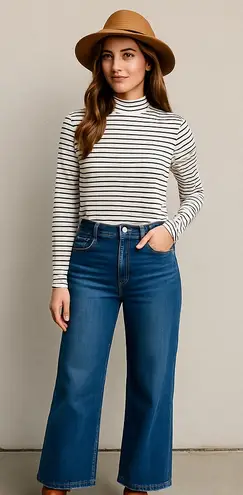 Kaileigh Stitch Fix Striped Ruffle Neck Top Size M