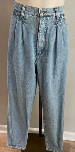 Vintage Bill Blass Pleated High Rise Tapered Mom Jeans Light Wash 80s 90s Sz S