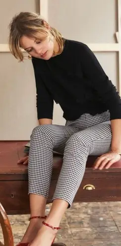 Sézane Clara Trousers, Black/Ecru Houndstooth Print, FR34/US2