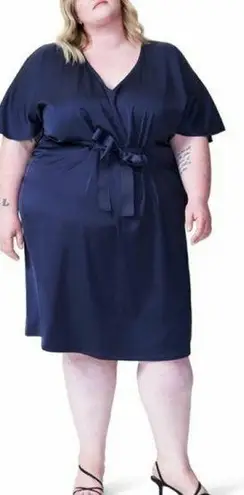 Universal Standard Becca Half Tie Dress in Navy Sz 22 24