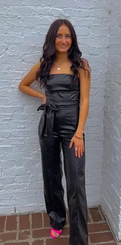 Her Entire Name Says Grace Strapless Leather Jumpsuit 