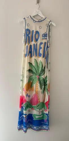 Farm Rio Mesh Logo Midi Dress XS