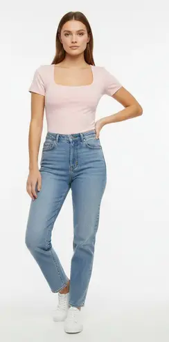 Cotton Express NWT Express Light Pink Body Contour Square Neck Short Sleeve Bodysuit Size XL