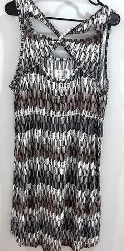 Sonoma  mocha gray and white twist back dress size XL