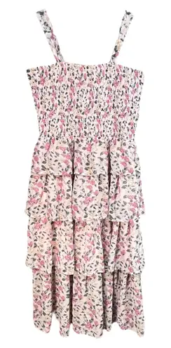 Mimi Chica Women's Floral Smocked Tiered Ruffle Midi Dress Size L