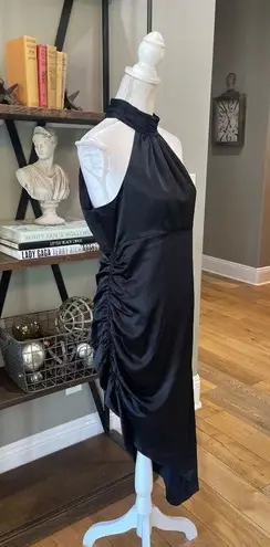 Cinq à Sept Naya Ruched Asymmetric Silk Dress Black Womens Size 8