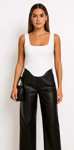 Cotton Citizen NWOT Citizen Ibiza Ribbed Tank Top White Square Neck Stretch Crop Size M