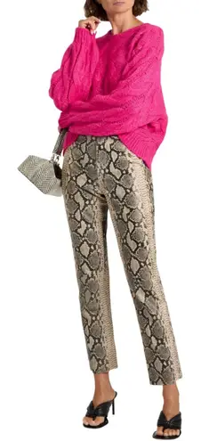 Farm Rio Maxi Cable Knit Sweater Pullover Women's Medium Pink Chunky Comfy NWOT