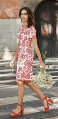 Boden USA Boden Claude White Red Eyelet Dress Size 6