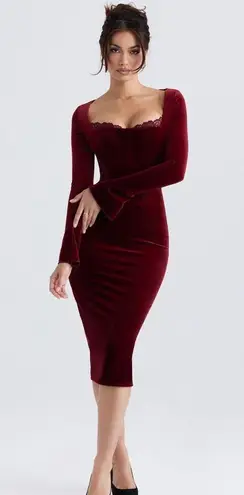 House Of CB Velvet Corset Midi Dress