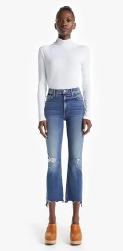 MOTHER THE INSIDER CROP STEP CHEW WASH DANCING ON COALS Hi Rise Kick Flare Ankle Blue Size 25