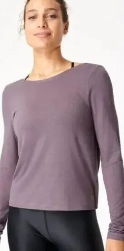 Sweaty Betty  Tranquil Yoga Open Back Long Sleeve Top in Dusty Purple XS