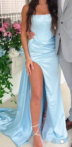 Portia and Scarlett Satin Corset Prom Dress Blue Size 0