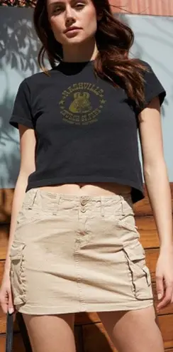 John Galt Beverly High Waisted A-Line Cargo Mini Skirt Beige Women's Size XS / S