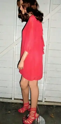 A Byer Watermelon Ruffled Bow Dress M