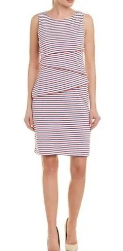J. McLaughlin red striped ruffle asymmetrical dress small