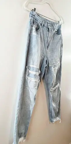 American Eagle  High Rise Distressed Ripped Curvy Mom Jeans Light Wash 4