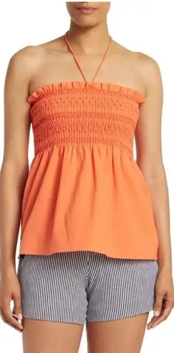 Trina Turk NWT  Sofi Smocked Halter Top Orange Heatwave Size Medium