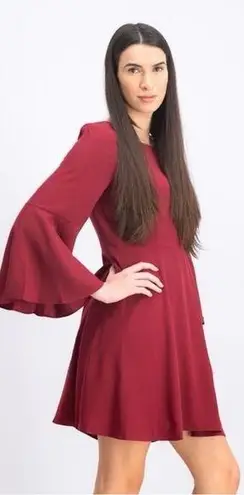 H by Halston HALSTON Crew Neck Fit and Flare Cocktail Red Mini Dress Sz 4