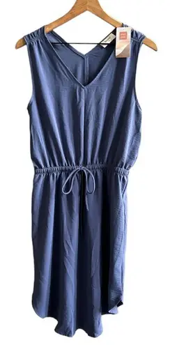 Monteri NWT Short Story Blue Knit Sleeveless Dress Drawstring Waist V