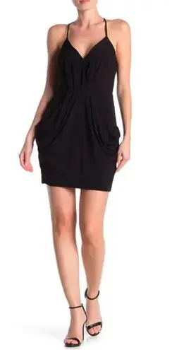 BCBGeneration Draped Sleeveless Faux Wrap Mini Dress - Black - XS