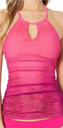 Ralph Lauren Ombre High Neck Halterkini Swim Top Pink Size 12