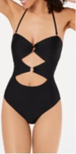 Hula Honey Black Ribbed one piece swimsuit