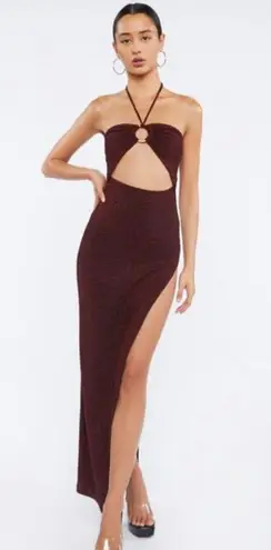 Celebrity fashion Celebrity Glitter O-Ring Halter Maxi Dress