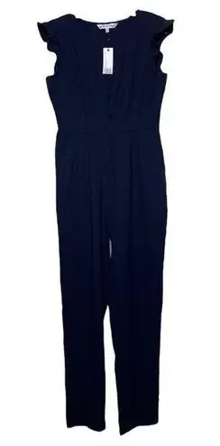 Cupcakes and Cashmere Jumpsuit Navy Blue Button Top Cap Sleeves Women Size 4 NWT