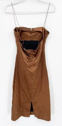 Bec & Bridge Heather Spaghetti Strap Satin Dress In Brown US 4 NWT