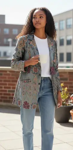 Johnny Was Alika Velvet
Geometric Silk Blazer Bohemian XXL