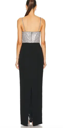 Retrofete Jazlyn Dress Sleeveless Crystal Embellished Gown Black Silver Size S