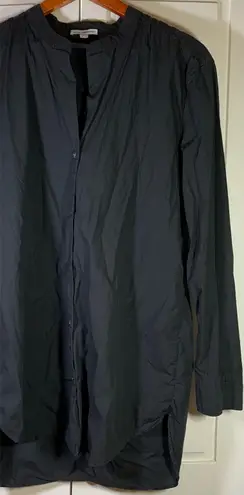 James Perse Standard Black Split Mandarin Collar Button-Up Cotton Shirt 3 Large