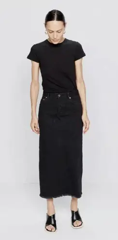 RAEY Split Back Black Denim Straight Maxi Skirt UK Size 12/ US 8