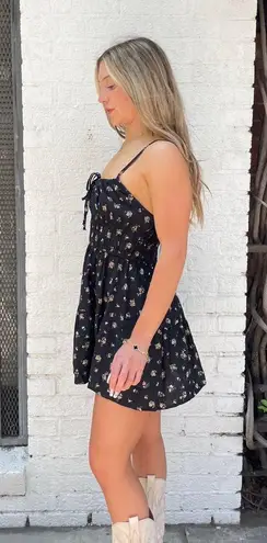Brandy Melville NWT haven tiered Black floral boho mini dress / fits like an xs 