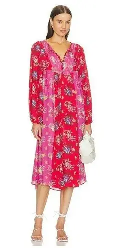 💕SPELL & THE GYPSY💕 Solstice Boho Midi Dress ~ Salsa Rose Large Red
