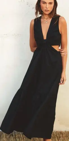 BOBBI ROCCO Axel Midi Ruffle Cut Out Dress Black Size Large NEW WITH TAGS