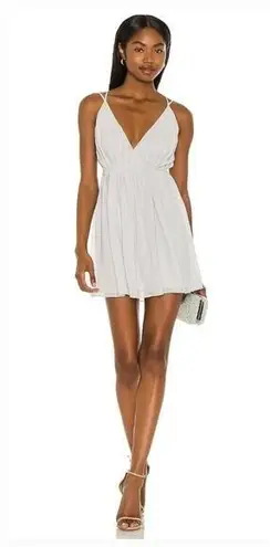 Michael Costello x REVOLE Etta Mini Wrap Dress in Baby Blue XS