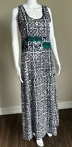 VTG Turquoise & Blue Batik Butterfly Print Maxi Dress