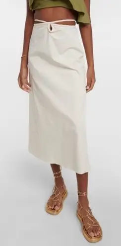Johanna Ortiz Mother Nature Skirt Size Small White Midi Cotton Blend Rope Belt
