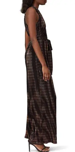 Hutch Tali Black Striped Surplice Wide Leg Jumpsuit Size 10