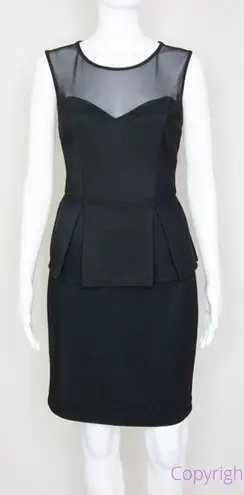 Bisou Bisou black mesh sheer top peplum dress, women's size 4