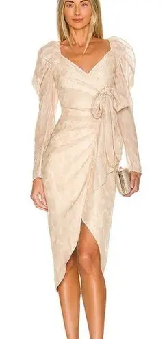 Tularosa  Renee Midi Dress in Sandstone with Shimmer Size S